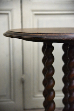アンティーク　木製　ラウンド　サイドテーブル　フレンチ