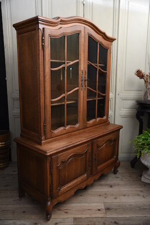 アンティーク　フレンチ　ガラス　キャビネット　ディスプレイキャビネット