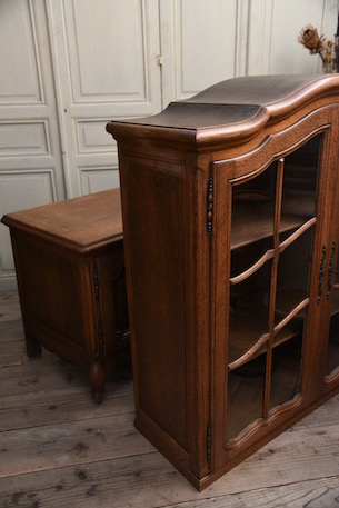 アンティーク　フレンチ　ガラス　キャビネット　ディスプレイキャビネット