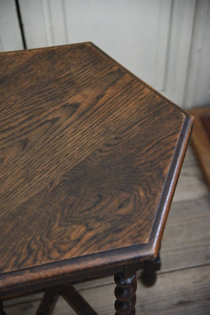 アンティーク　木製　サイドテーブル　オクトゴナル　フレンチ