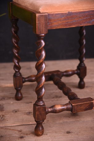アンティーク　スクエア　スツール　フレンチ　木製