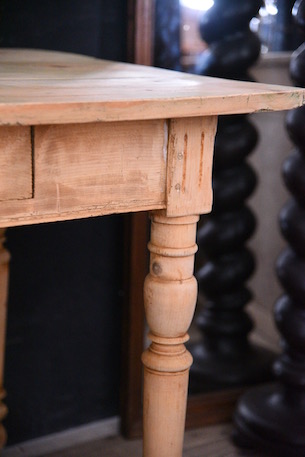 アンティーク　木製　ドロワー　テーブル　ダイニング　フレンチ　剥離