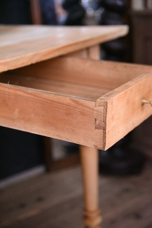 アンティーク　木製　ドロワー　テーブル　ダイニング　フレンチ　剥離
