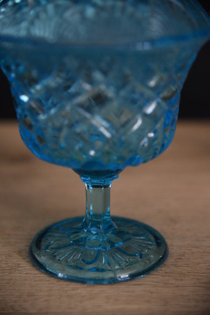 アンティーク　ガラスポット　コンポート　フレンチ　ブルー　２