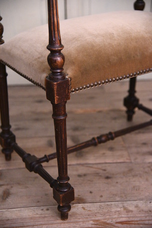 アンティーク　木製　フレンチ　ベンチ　カウチ　ソファ　スツール
