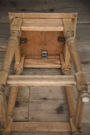 アンティーク　剥離　木製　スツール　フレンチ　ろくろ脚　花台　サイドテーブル　１