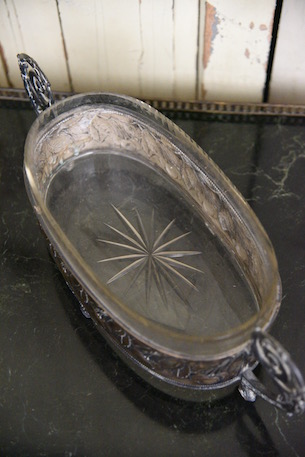 アンティーク　ジャルディニエール　花器　フレンチ　ガラス