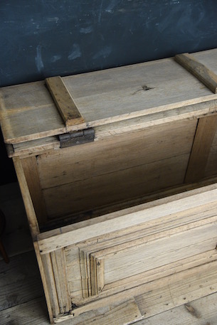 アンティーク　木製　トランク　ボックス　フレンチ　ベンチ