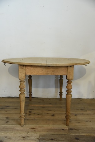 アンティーク　フレンチ　ドロップリーフテーブル　剥離　ラウンドテーブル