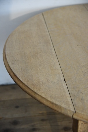 アンティーク　フレンチ　ドロップリーフテーブル　剥離　ラウンドテーブル