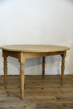 アンティーク　フレンチ　ドロップリーフテーブル　剥離　ラウンドテーブル