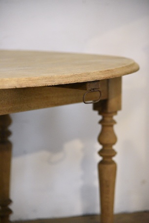 アンティーク　フレンチ　ドロップリーフテーブル　剥離　ラウンドテーブル