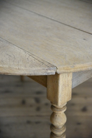 アンティーク　フレンチ　ドロップリーフテーブル　剥離　ラウンドテーブル