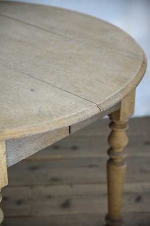 アンティーク　フレンチ　ドロップリーフテーブル　剥離　ラウンドテーブル