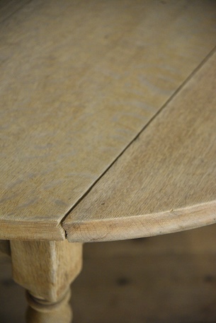 アンティーク　フレンチ　ドロップリーフテーブル　剥離　ラウンドテーブル