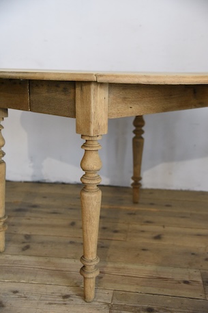 アンティーク　フレンチ　ドロップリーフテーブル　剥離　ラウンドテーブル