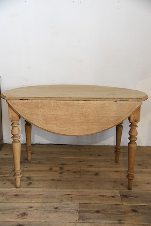 アンティーク　フレンチ　ドロップリーフテーブル　剥離　ラウンドテーブル