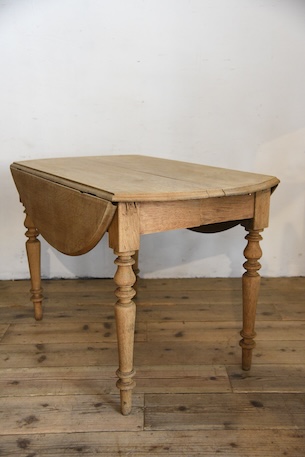 アンティーク　フレンチ　ドロップリーフテーブル　剥離　ラウンドテーブル