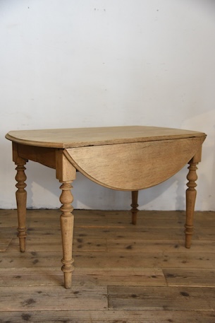 アンティーク　フレンチ　ドロップリーフテーブル　剥離　ラウンドテーブル