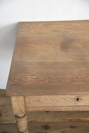 アンティーク　ドロワーテーブル　ダイニングテーブル　剥離　フレンチ　ろくろ脚