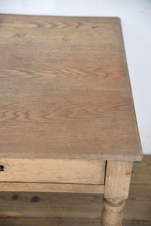 アンティーク　ドロワーテーブル　ダイニングテーブル　剥離　フレンチ　ろくろ脚