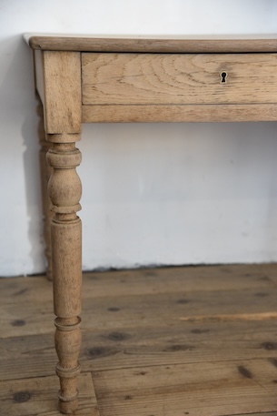 アンティーク　ドロワーテーブル　ダイニングテーブル　剥離　フレンチ　ろくろ脚