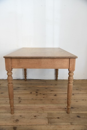 アンティーク　ドロワーテーブル　ダイニングテーブル　剥離　フレンチ　ろくろ脚