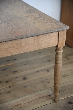 アンティーク　ドロワーテーブル　ダイニングテーブル　剥離　フレンチ　ろくろ脚