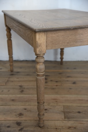 アンティーク　ドロワーテーブル　ダイニングテーブル　剥離　フレンチ　ろくろ脚