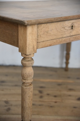 アンティーク　ドロワーテーブル　ダイニングテーブル　剥離　フレンチ　ろくろ脚