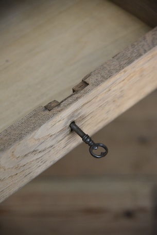 アンティーク　ドロワーテーブル　ダイニングテーブル　剥離　フレンチ　ろくろ脚