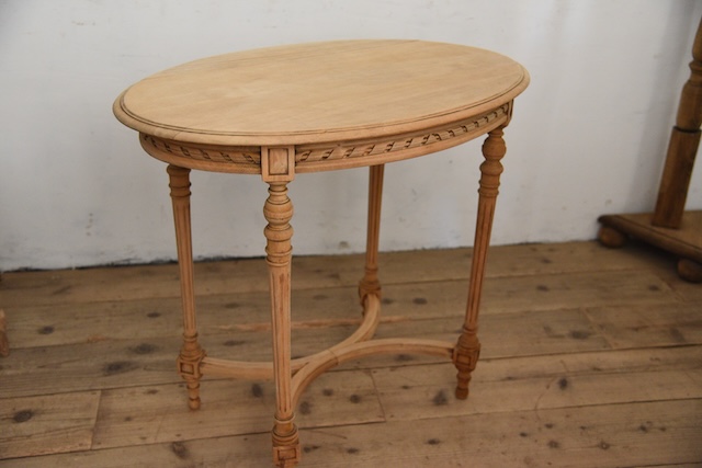 アンティーク　オーバル　テーブル　サイドテーブル　剥離　フレンチ