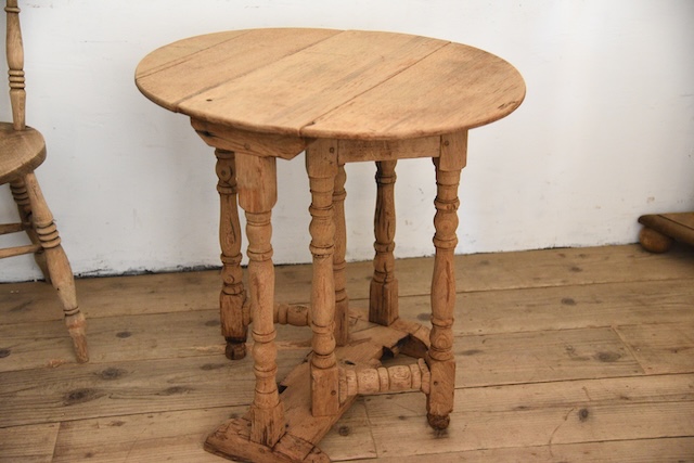 アンティーク　ドロップリーフテーブル　サイドテーブル　剥離　フレンチ　コーヒーテーブル