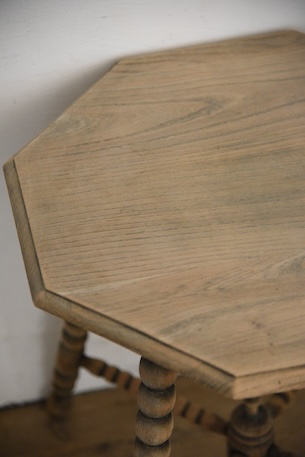 アンティーク　八角形　オクトゴナル　テーブル　剥離　フレンチ