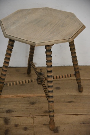 アンティーク　八角形　オクトゴナル　テーブル　剥離　フレンチ