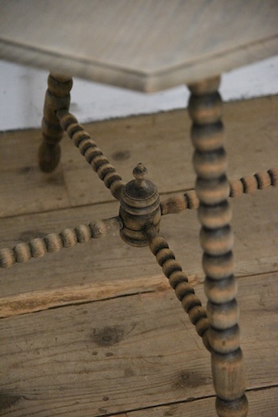 アンティーク　八角形　オクトゴナル　テーブル　剥離　フレンチ