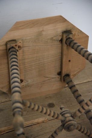 アンティーク　八角形　オクトゴナル　テーブル　剥離　フレンチ