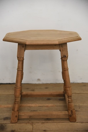 アンティーク　サイドテーブル　六角形　ベッドサイド　剥離　フレンチ