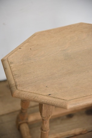 アンティーク　サイドテーブル　六角形　ベッドサイド　剥離　フレンチ