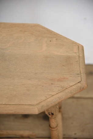 アンティーク　サイドテーブル　六角形　ベッドサイド　剥離　フレンチ