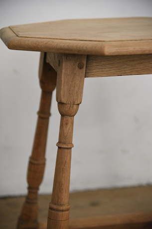 アンティーク　サイドテーブル　六角形　ベッドサイド　剥離　フレンチ