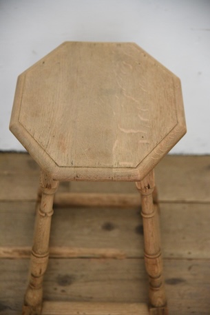 アンティーク　サイドテーブル　六角形　ベッドサイド　剥離　フレンチ