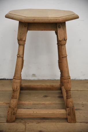 アンティーク　サイドテーブル　六角形　ベッドサイド　剥離　フレンチ