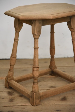 アンティーク　サイドテーブル　六角形　ベッドサイド　剥離　フレンチ