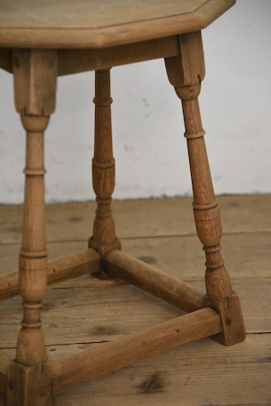 アンティーク　サイドテーブル　六角形　ベッドサイド　剥離　フレンチ