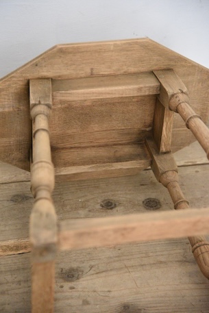 アンティーク　サイドテーブル　六角形　ベッドサイド　剥離　フレンチ