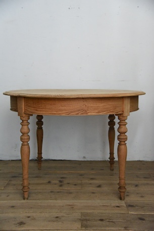 アンティーク　ラウンド　ダイニングテーブル　剥離　フレンチ