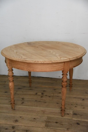 アンティーク　ラウンド　ダイニングテーブル　剥離　フレンチ