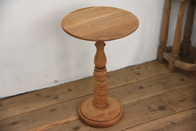 アンティーク　花台　剥離　フレンチ　サイドテーブル　ラウンド