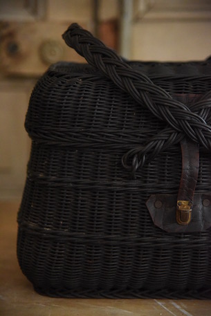 アンティーク　パニエ　バスケット　黒 フランス 黒色 ブラックパニエ バスケット | Brocante de La